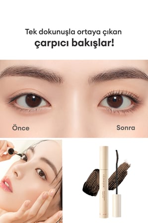 Uzatma&Kıvırma Etkili, Suya Dayanıklı Maskara DASIQUE Mood Up Mascara Long & Curl (02 Brown)