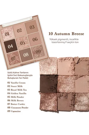Mat ve Işıltılı Renk Seçenekleri Sunan Far Paleti DASIQUE Shadow Palette (#10 Autumn Breeze)