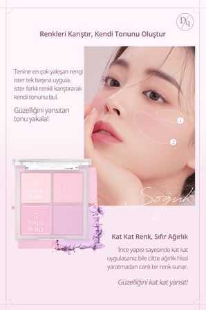Karıştırılabilir Renklere Sahip 4’lü Allık Paleti DASIQUE Blending Mood Cheek (#02 Cool Blending)