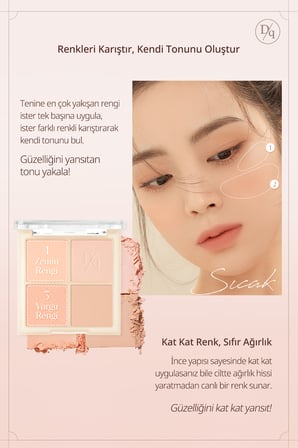 Karıştırılabilir Renklere Sahip 4lü Allık Paleti DASIQUE Blending Mood Cheek (#01 Warm Blending)