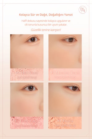Karıştırılabilir Renk Tonlarına sahip 4lü Allık DASIQUE Blending Mood Cheek (#03 Peach Blending)