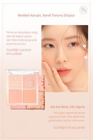 Karıştırılabilir Renk Tonlarına sahip 4lü Allık DASIQUE Blending Mood Cheek (#03 Peach Blending)