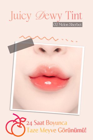 Yoğun Parlaklık ve Canlı Renkler Sunan Kalıcı Tint DASIQUE Juicy Dewy Tint (#02 Melon Sherbet)