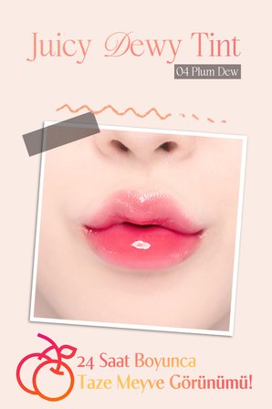 Yoğun Parlaklık ve Canlı Renkler Sunan Kalıcı Tint DASIQUE Juicy Dewy Tint (#04 Plum Dew)