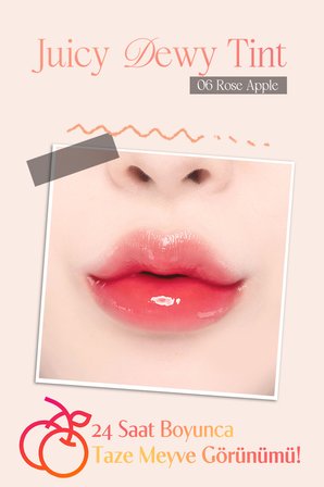 Yoğun Parlaklık ve Canlı Renkler Sunan Kalıcı Tint DASIQUE Juicy Dewy Tint (#06 Rose Apple)