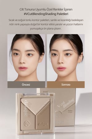 Doğal Gölgelendirme Sunan 3'lü Kontür Paleti DASIQUE V Cut Blending Shading (#02 Cool Blending)