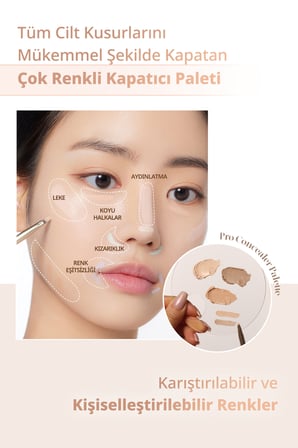 Kremsi Dokuya Sahip, Çok Amaçlı Kullanıma Uygun Kapatıcı Paleti DASIQUE Pro Concealer Palette (#01 Cover)