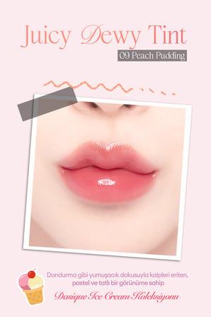 Yoğun Parlaklık ve Canlı Renkler Sunan Kalıcı Tint DASIQUE Juicy Dewy Tint (#09 Peach Pudding)