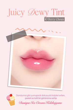 Yoğun Parlaklık ve Canlı Renkler Sunan Kalıcı Tint DASIQUE Juicy Dewy Tint (#10 Berry Choux)