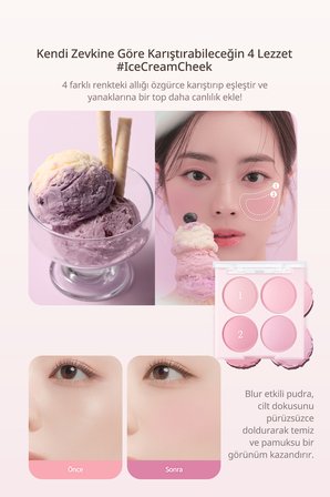 Karıştırılabilir Renk Tonlarına Sahip 4lü Allık DASIQUE Blending Mood Cheek (#08 Blueberry Sorbet)