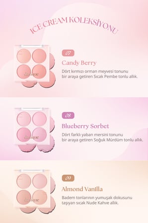 Karıştırılabilir Renk Tonlarına Sahip 4lü Allık DASIQUE Blending Mood Cheek (#09 Almond Vanilla)