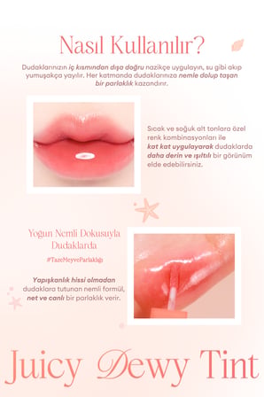 Yoğun Parlaklık ve Canlı Renkler Sunan Kalıcı Tint DASIQUE Juicy Dewy Tint (#13 Coral Fizz)
