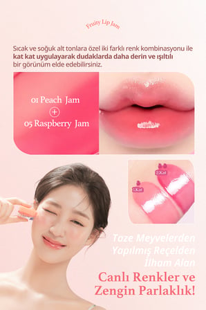 Yoğun Parlaklık Sunan, Meyve Renklerinde Kavanozda Dudak Balmı DASIQUE Fruity Lip Jam 01 Peach Jam