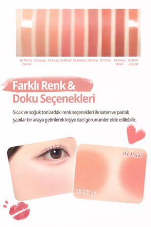 9 Renkli Ruj & Allık Paleti DASIQUE Mood Painting Lip & Cheek Palette (01 Warm Coloring)