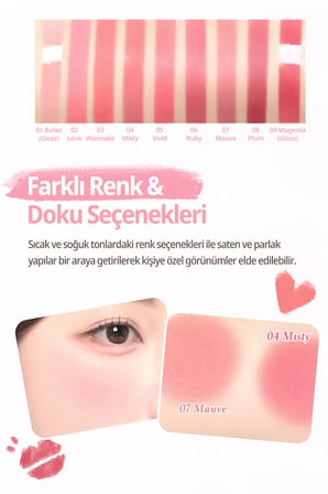 9 Renkli Ruj & Allık Paleti DASIQUE Mood Painting Lip & Cheek Palette (#03 Pink Coloring)