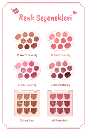 9 Renkli Ruj & Allık Paleti DASIQUE Mood Painting Lip & Cheek Palette (#03 Pink Coloring)