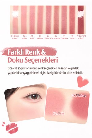 9 Renkli Ruj & Allık Paleti DASIQUE Mood Painting Lip & Cheek Palette (04 Rose Coloring)