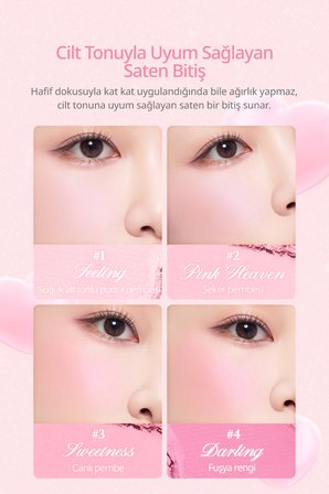 Karıştırılabilir Renk Tonlarına Sahip 4lü Allık Paleti DASIQUE Blending Mood Cheek (#14 Love Heart)