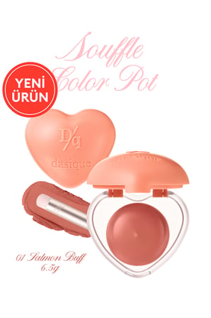Yoğun Pigmentli Köpük Yapıda Kadife Bitişli Ruj & Allık DASIQUE Souffle Color Pot 01 Salmon Buff
