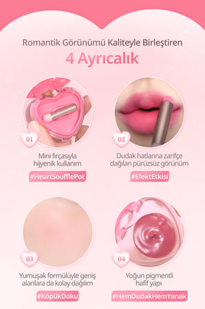 Yoğun Pigmentli Köpük Yapıda Kadife Bitişli Ruj & Allık DASIQUE Souffle Color Pot 11 Cherry Custard