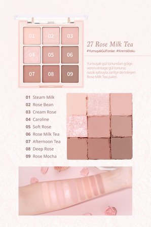 Mat ve Işıltılı Renk Seçenekleri Sunan Far Paleti DASIQUE Shadow Palette (#27 Rose Milk Tea)