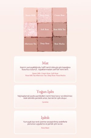 Mat ve Işıltılı Renk Seçenekleri Sunan Far Paleti DASIQUE Shadow Palette (#27 Rose Milk Tea)