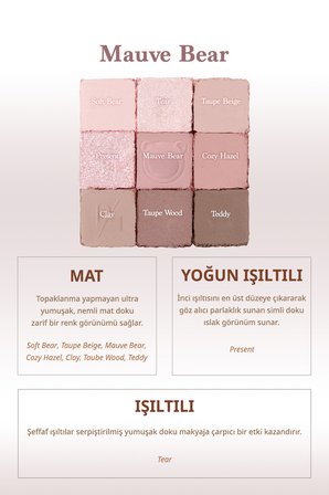 Mat ve Işıltılı Renk Seçenekleri Sunan Far Paleti DASIQUE Shadow Palette (#29 Mauve Bear)