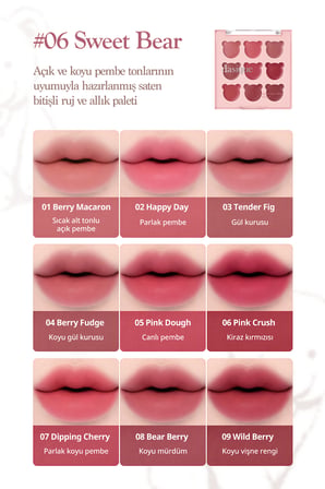 9 Renkli Ruj & Allık Paleti DASIQUE Mood Painting Lip & Cheek Palette (#06 Sweet Bear)