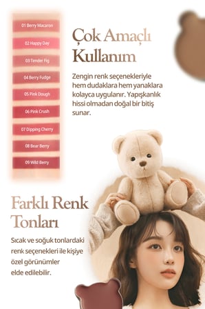 9 Renkli Ruj & Allık Paleti DASIQUE Mood Painting Lip & Cheek Palette (#06 Sweet Bear)