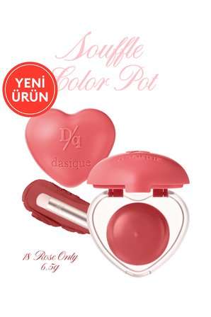 Yoğun Pigmentli Köpük Yapıda Kadife Bitişli Ruj & Allık DASIQUE Souffle Color Pot 18 Rose Only