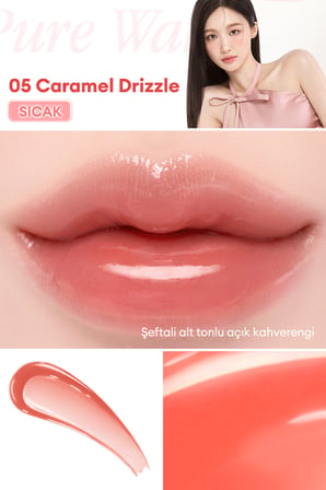 Nemlendirici ve Besleyici, Dudak Parlatıcısı DASIQUE Pure Water Lip Gloss (05 Caramel Drizzle)