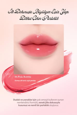 Esnek Jel Dokulu, Nemlendirici, Parlak Bitişli Ruj & Allık DASIQUE Chewing Glow Pot 04 Pink Bubble