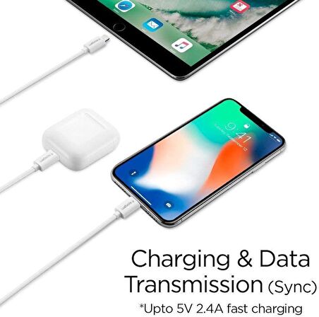 Spigen Essential Apple Lightning Şarj ve Data Kablo (2 Metre) MFI Lisanslı Made For Apple C20LS-000CB24457