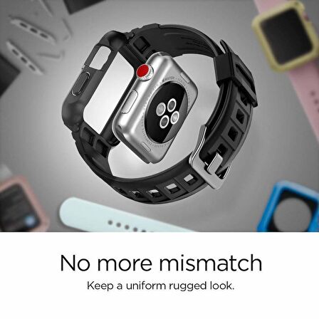 Apple Watch Uyumlu  Serisi (44mm / 45mm) Kılıf, Spigen Rugged Armor Pro (Kayış + Kılıf)