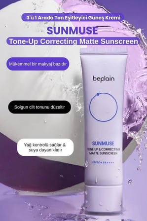 Beplain Sunmuse Tone Up & Correcting Matte Sunscreen SPF50+ PA++++ Güneş Koruyucu Mat Renk Eşitleyici