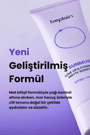 Beplain Sunmuse Tone Up & Correcting Matte Sunscreen SPF50+ PA++++ Güneş Koruyucu Mat Renk Eşitleyici