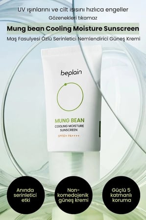 Beplain Mung Bean Serinletici Nemlendirici Güneş Kremi SPF50+ PA++++ 50 ml
