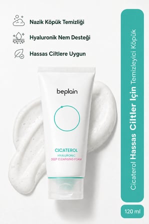 Beplain Cicaterol Hyaluronik Derin Temizleyici Köpük 120 ml Hassas Ciltler İçin