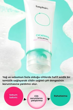 Beplain Cicaterol Hyaluronik Derin Temizleyici Köpük 120 ml Hassas Ciltler İçin