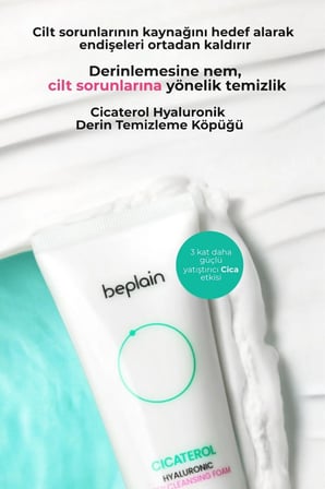 Beplain Cicaterol Hyaluronik Derin Temizleyici Köpük 120 ml Hassas Ciltler İçin