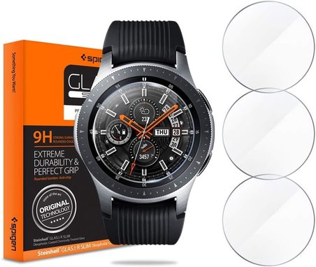 Spigen Samsung Galaxy Watch (46mm) ile Uyumlu Cam Ekran Koruyucu GLAS.tR SLIM (3 Adet) ile Uyumlu - OUTLET
