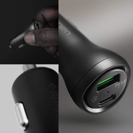 Spigen 45W USB-C 2 Port Araç içi Hızlı Şarj Aleti Güç Adaptörü Çakmaklık iPhone & Android & iPad Type-C PD 3.0 27W + QC 3.0 18W Outlet