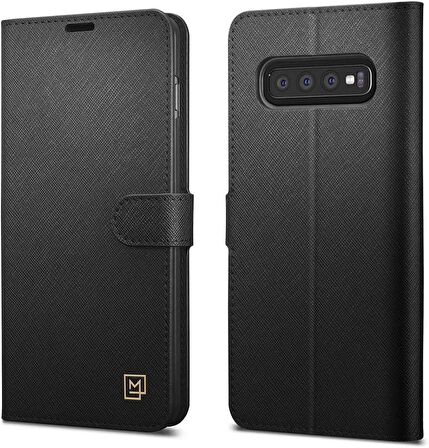 Spigen Galaxy S10 Kılıf La Manon Wallet Saffiano Black