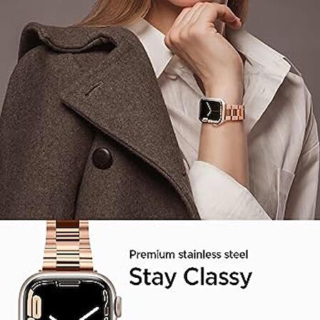 Spigen Apple Watch 41mm / 40mm / 38mm (Seri 1/2/3/4/5/6/SE/SE2/7/8/9 ile Uyumlu) Kayış Kordon Modern Fit Rose Gold - 061MP25944