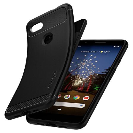 Spigen Google Pixel 3a XL ile Uyumlu Kılıf Rugged Armor Matte Black