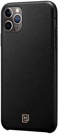 Spigen iPhone 11 Pro Max ile Uyumlu Kılıf La Manon Câlin Premium Deri Tasarım Chic Black