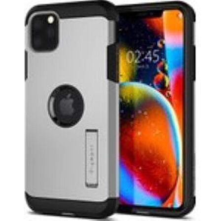Spigen iPhone 11 Pro Max ile Uyumlu Kılıf Tough Armor Satin Silver