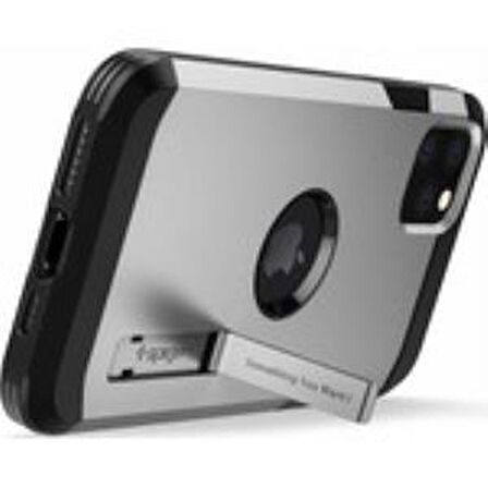 Spigen iPhone 11 Pro Max ile Uyumlu Kılıf Tough Armor Satin Silver