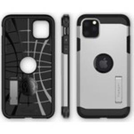 Spigen iPhone 11 Pro Max ile Uyumlu Kılıf Tough Armor Satin Silver