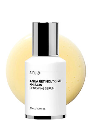 Retinol 0.3% + Niacin Renewing Serum - Kırışıklık, Leke Karşıtı 8 çeşit Peptit, Retinollü Serum 30ml